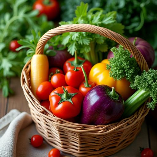 Cesta di verdure biologiche fresche di stagione